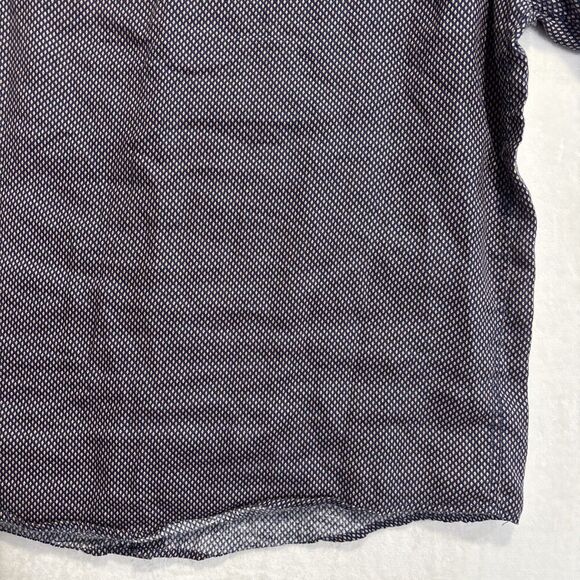 Untuckit Cadalso Button Up Short Sleeve Shirt 100% Linen Geometric Navy Size XL - Picture 16 of 16